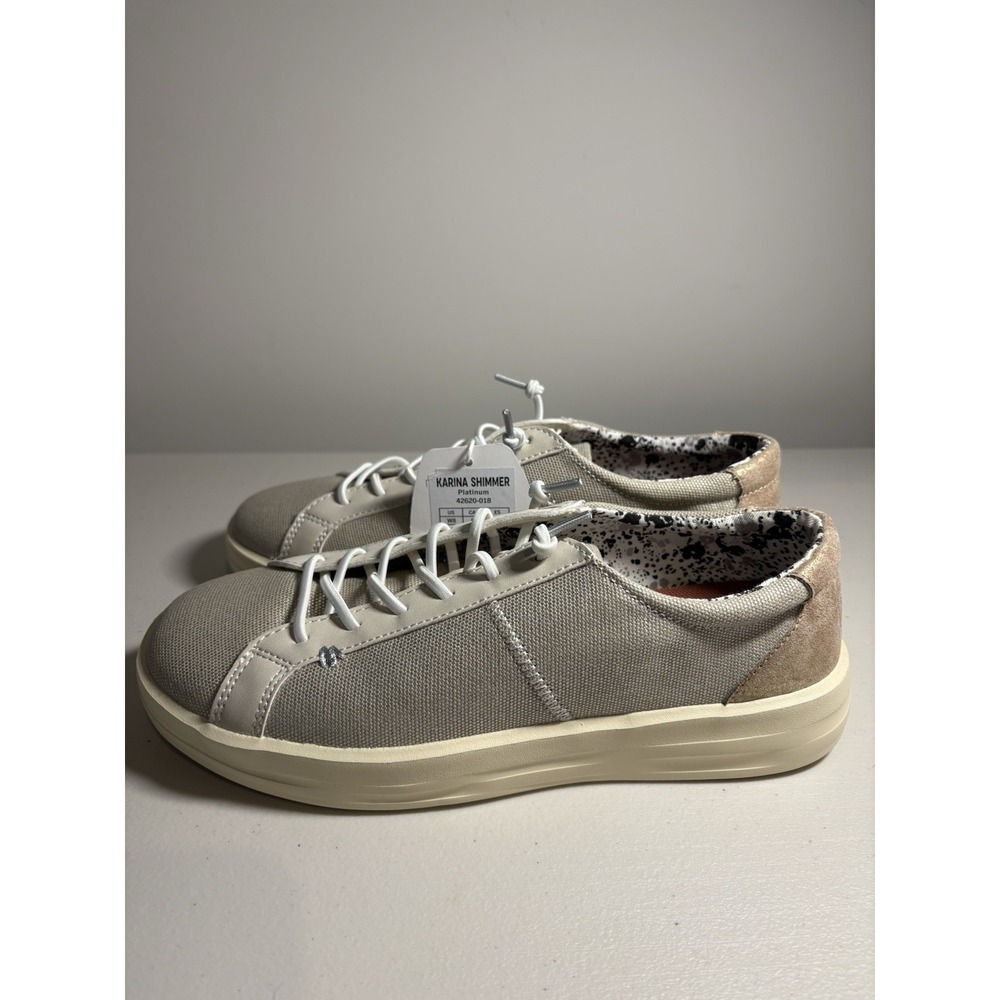 New Hey Dude Karina Shimmer Platinum Women Slip On Shoes Size 10 NWT No Box
